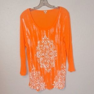 Reba Embellished Long Sleeve Ribbed Tee 1X